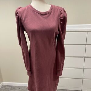 Elegant Mauve Puff Sleeve Dress